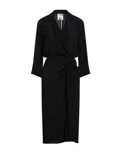 Semicouture Woman Midi Dress Black Size 6 Acetate, Silk In Black