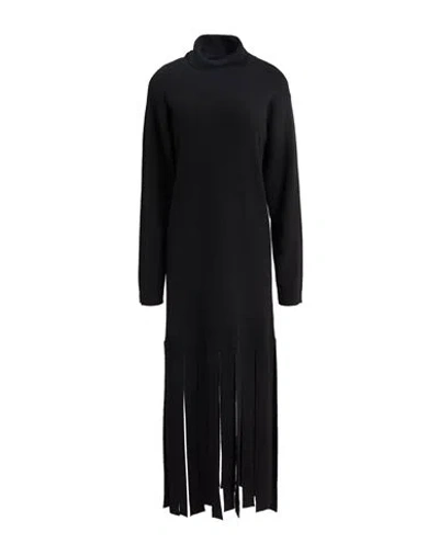 Semicouture Woman Midi Dress Black Size L Polyamide, Wool, Viscose, Cashmere