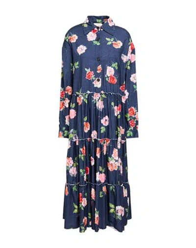 Semicouture Woman Midi Dress Blue Size 6 Cotton