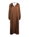 Semicouture Woman Midi Dress Brown Size 6 Acetate, Silk