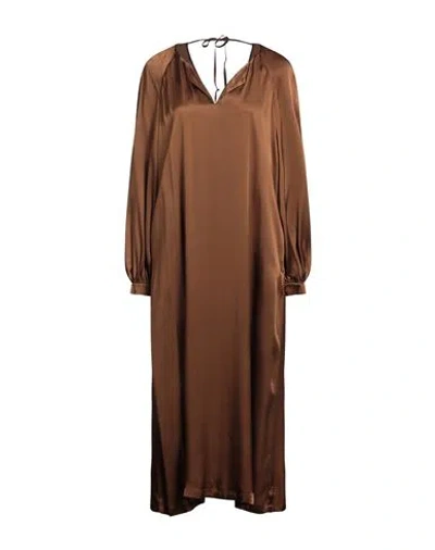 Semicouture Woman Midi Dress Brown Size 6 Acetate, Silk