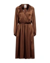 Semicouture Woman Midi Dress Brown Size 8 Acetate, Silk