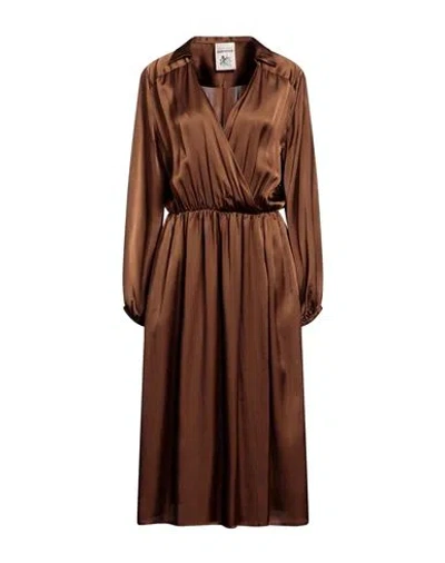 Semicouture Woman Midi Dress Brown Size 8 Acetate, Silk