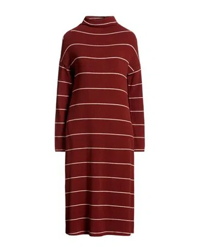 Semicouture Woman Midi Dress Brown Size S Acrylic, Cotton, Elastane In Red