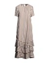 Semicouture Woman Midi Dress Camel Size 6 Cotton, Polyester In Beige