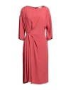 Semicouture Woman Midi Dress Coral Size 10 Acetate, Silk In Red