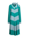 Semicouture Woman Midi Dress Emerald Green Size 6 Acetate, Silk In Green