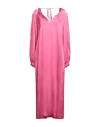Semicouture Woman Midi Dress Fuchsia Size 6 Acetate, Silk In Pink