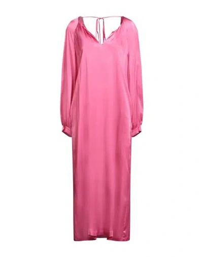 Semicouture Woman Midi Dress Fuchsia Size 6 Acetate, Silk In Pink