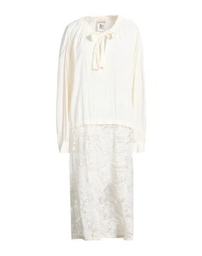 Semicouture Woman Midi Dress Ivory Size 6 Acetate, Silk In White