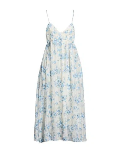 Semicouture Woman Midi Dress Ivory Size 6 Cotton, Silk In Multi