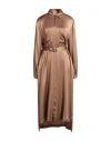 Semicouture Woman Midi Dress Light Brown Size 6 Acetate, Silk In Brown