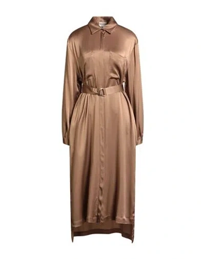 Semicouture Woman Midi Dress Light Brown Size 6 Acetate, Silk