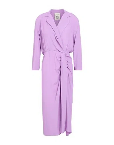 Semicouture Woman Midi Dress Lilac Size 10 Acetate, Silk