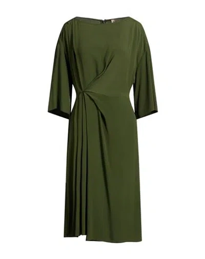 Semicouture Woman Midi Dress Military Green Size 6 Acetate, Silk