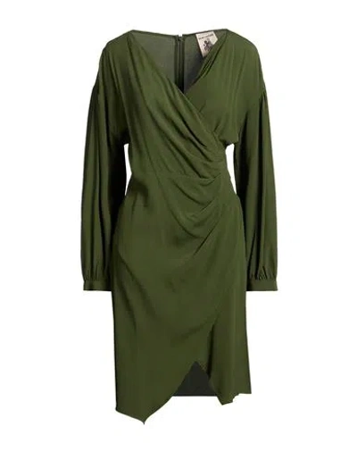 Semicouture Woman Midi Dress Military Green Size 6 Acetate, Silk