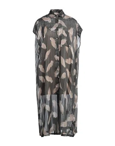 Semicouture Woman Midi Dress Military Green Size L Polyester, Metallic Fiber