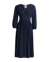 Semicouture Woman Midi Dress Navy Size 10 Acetate, Silk In Blue