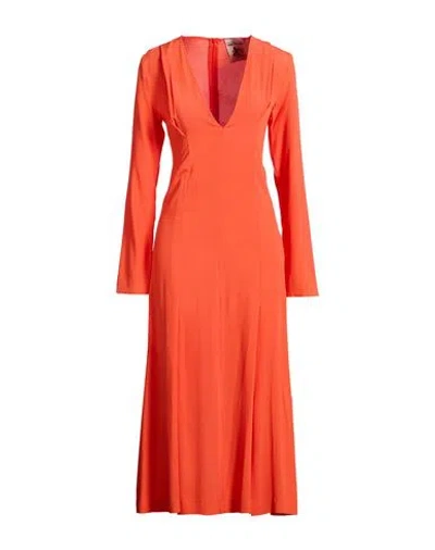 Semicouture Woman Midi Dress Orange Size 2 Acetate, Silk