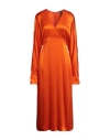 Semicouture Woman Midi Dress Orange Size 6 Acetate, Silk In Red