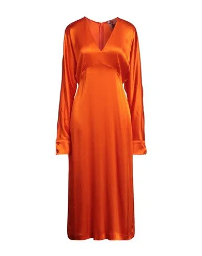 Semicouture Woman Midi Dress Orange Size 6 Acetate, Silk In Red