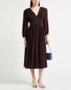Semicouture Woman Midi Dress Plum Size 6 Acetate, Silk In Brown