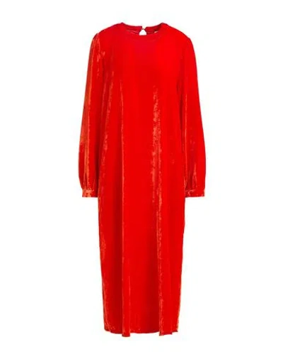Semicouture Woman Midi Dress Red Size 8 Viscose, Silk