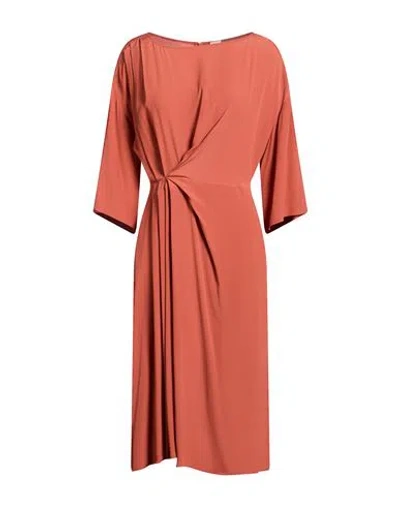 Semicouture Woman Midi Dress Rust Size 6 Acetate, Silk In Brown