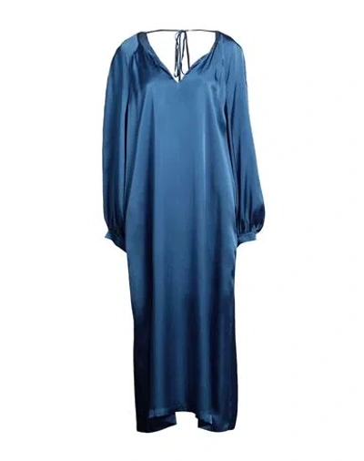 Semicouture Woman Midi Dress Slate Blue Size 6 Acetate, Silk