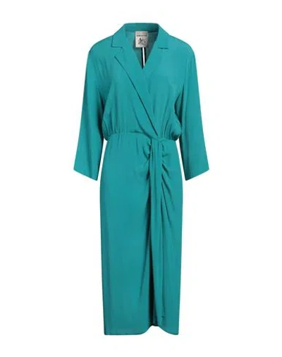 Semicouture Woman Midi Dress Turquoise Size 10 Acetate, Silk In Blue