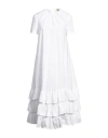 Semicouture Woman Midi Dress White Size 6 Cotton In White