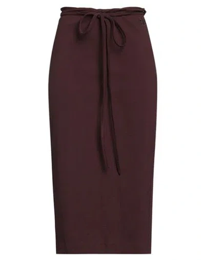 Semicouture Woman Midi Skirt Burgundy Size 8 Cotton In Brown