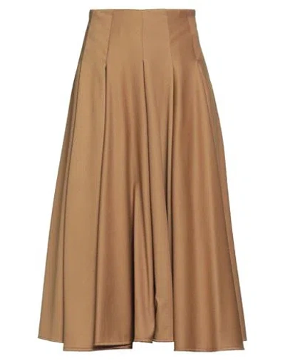 Semicouture Woman Midi Skirt Camel Size 6 Virgin Wool, Polyester, Viscose, Elastane In Brown