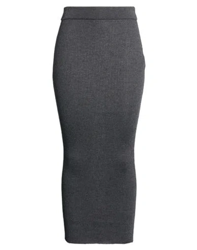 Semicouture Woman Midi Skirt Charcoal Size L Virgin Wool In Gray
