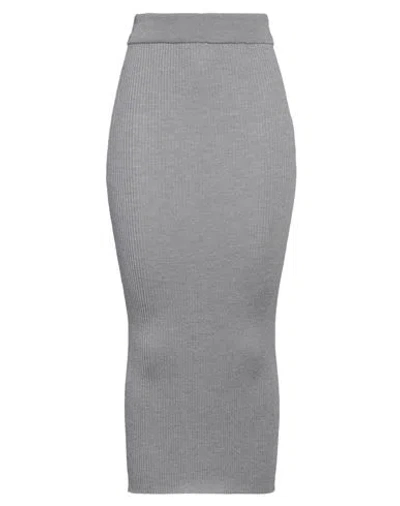 Semicouture Woman Midi Skirt Grey Size M Virgin Wool