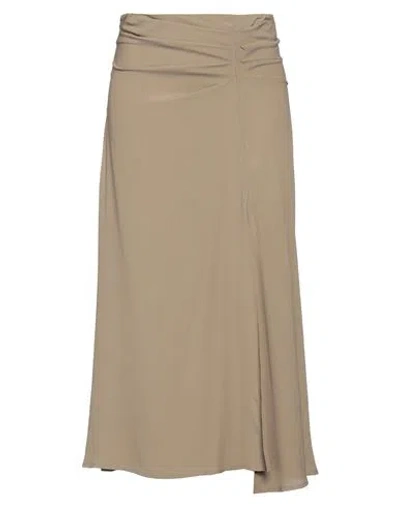 Semicouture Woman Midi Skirt Khaki Size 4 Acetate, Silk In Beige