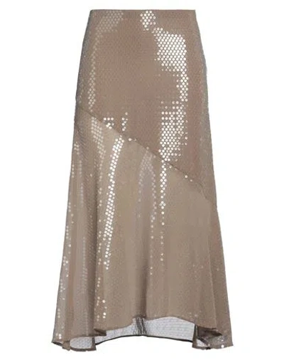 Semicouture Woman Midi Skirt Khaki Size 4 Polyester In Beige