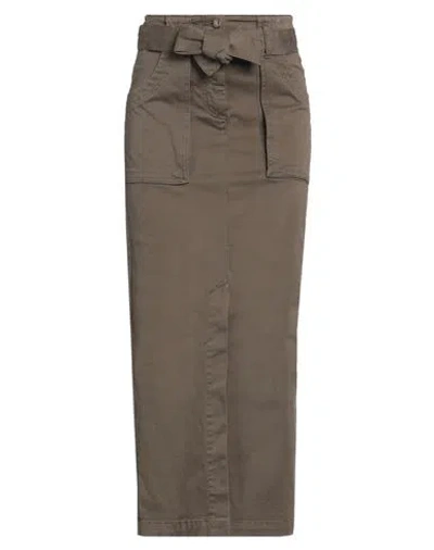 Semicouture Woman Midi Skirt Khaki Size 6 Cotton, Elastane In Brown