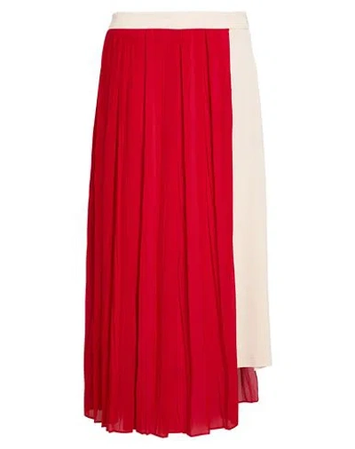Semicouture Woman Midi Skirt Red Size 4 Acetate, Silk