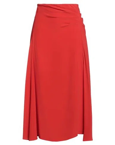 Semicouture Woman Midi Skirt Tomato Red Size 6 Acetate, Silk