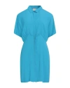 Semicouture Woman Mini Dress Azure Size 10 Acetate, Silk In Blue