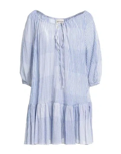 Semicouture Woman Mini Dress Azure Size 4 Cotton In Blue