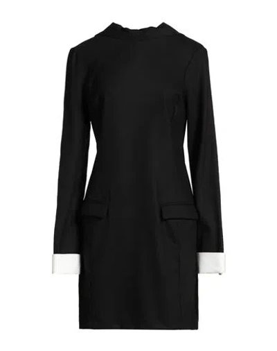 Semicouture Woman Mini Dress Black Size 10 Virgin Wool, Elastane, Cotton