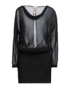 Semicouture Woman Mini Dress Black Size 6 Polyester, Virgin Wool, Elastane, Acetate, Silk