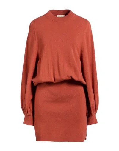 Semicouture Woman Mini Dress Brick Size M Virgin Wool, Cashmere In Red