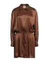Semicouture Woman Mini Dress Brown Size 10 Acetate, Silk