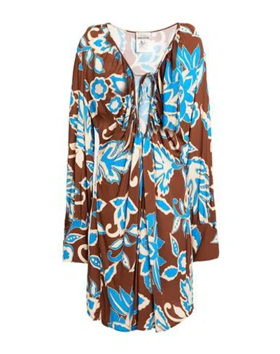 Semicouture Woman Mini Dress Brown Size 6 Viscose In Multi