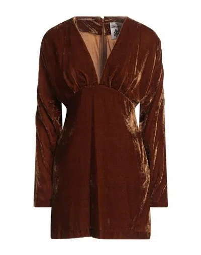 Semicouture Woman Mini Dress Brown Size 8 Viscose, Polyamide