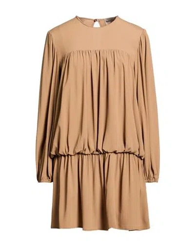 Semicouture Woman Mini Dress Camel Size 2 Acetate, Silk In Neutral