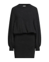 Semicouture Woman Mini Dress Charcoal Size L Virgin Wool, Cashmere